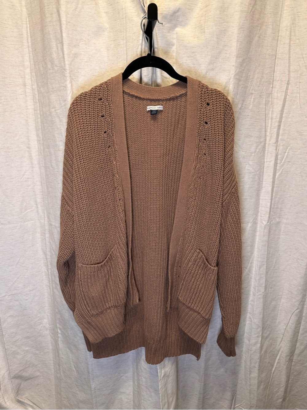 American Eagle Outfitters Chunky Open-Front Cardigan - Camel Brown